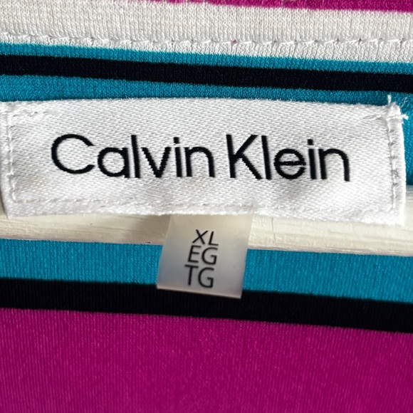 Calvin Klein Striped V-Neck Long Sleeve Top XL Blue, Pink, White - Picture 9 of 10